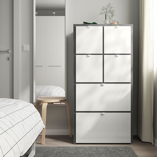 IKEA - VISTHUS, chest of 6 drawers, grey/white, 63x126 cm