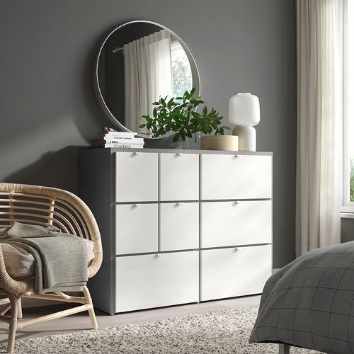 IKEA - VISTHUS, chest of 8 drawers, grey/white, 122x96 cm