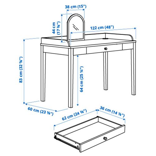 IKEA - SMYGA, çalışma masası, açık gri, 122x60 cm