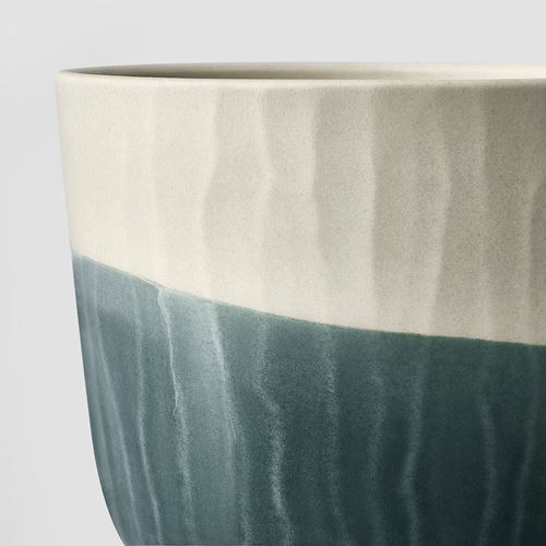 IKEA - SAGOGRYN, seramik saksı, beyaz-turkuaz, 9 cm