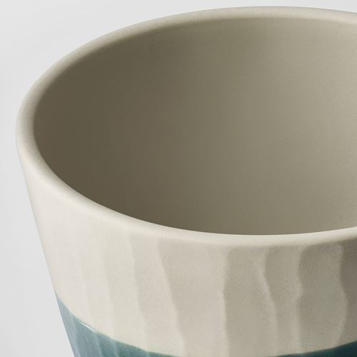 IKEA - SAGOGRYN, seramik saksı, beyaz-turkuaz, 9 cm