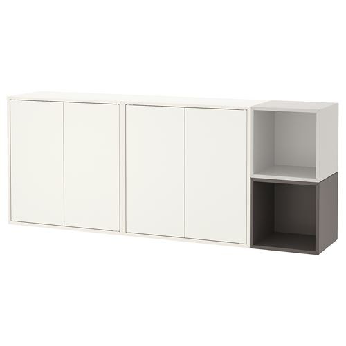 IKEA - EKET, wall-mounted drop-console, white-dark grey-light grey, 175x35x70 cm