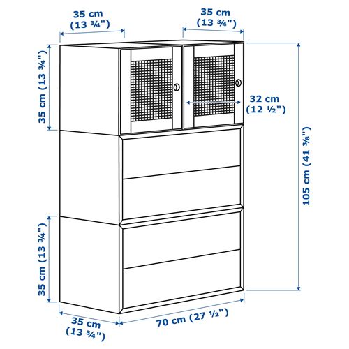 IKEA - EKET, Wall-mounted cabinet combination, white/pine, 70x35x105 cm