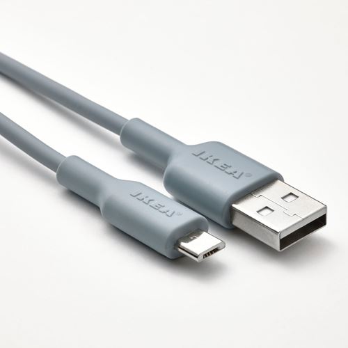 IKEA - SITTBRUNN, USB-A to USB-micro cable, light blue