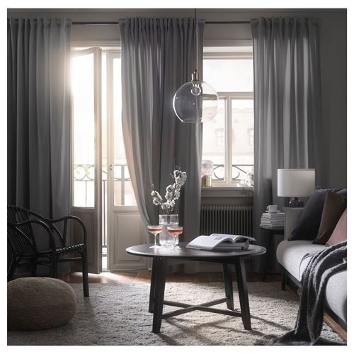 IKEA - SANDSVINGEL, background curtain, 1 pair, grey, 135x300 cm