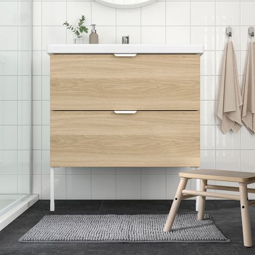 IKEA - TOFTBO, banyo paspası, gri-beyaz, 50x80 cm