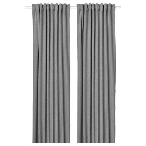 IKEA - ROSENMANDEL, blackout curtain, 1 pair, grey, 135x300 cm