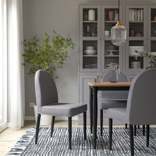 IKEA - DANDERYD, kitchen table set, pine veneer-black-Vissle grey, 4 chairs