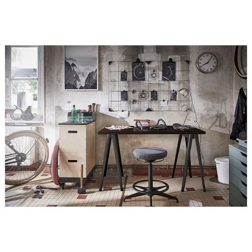 IKEA - LAGKAPTEN/NARSPEL, desk, black-brown/dark grey, 120x60 cm