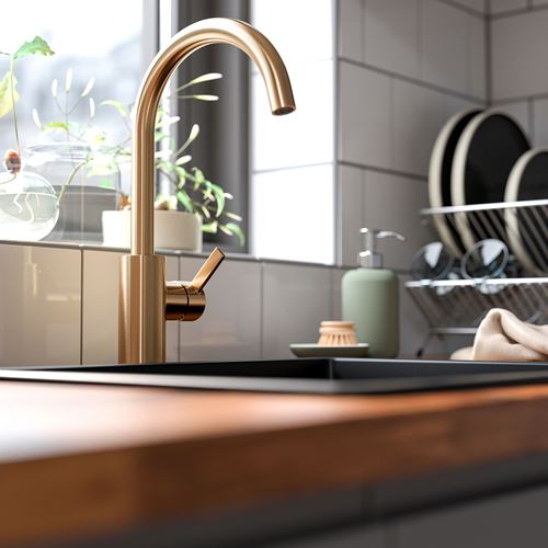 IKEA - DELSJÖN, sink tap, brass colour