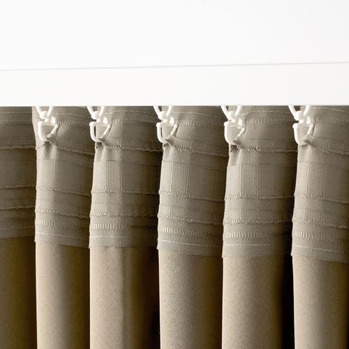IKEA - HACKBERBERIS, blackout curtain, 1 pair, beige, 145x300 cm