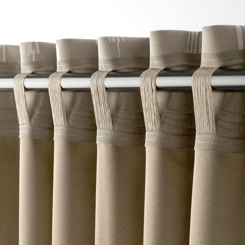 IKEA - HACKBERBERIS, blackout curtain, 1 pair, beige, 145x300 cm