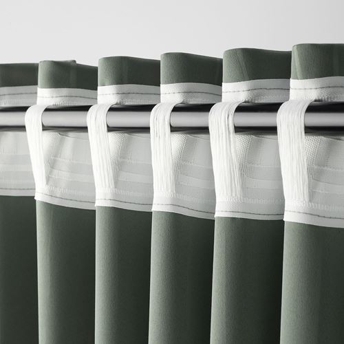 IKEA - PRAKTTIDLÖSA, karartma perde/2 kanat, yeşil, 145x300 cm