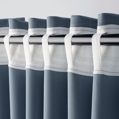 IKEA - PRAKTTIDLÖSA, karartma perde/2 kanat, açık mavi, 145x300 cm