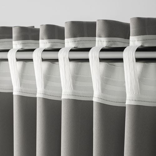 IKEA - PRAKTTIDLÖSA, karartma perde/2 kanat, gri, 145x300 cm