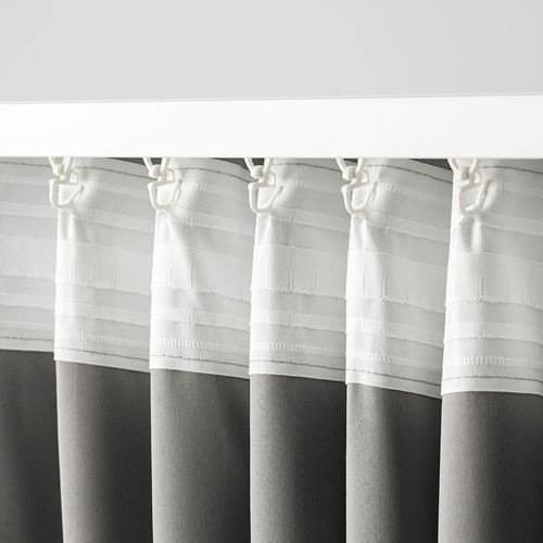 IKEA - PRAKTTIDLÖSA, karartma perde/2 kanat, gri, 145x300 cm