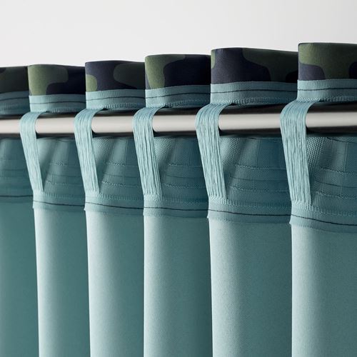 IKEA - SKOGSSVINGEL, karartma perde/2 kanat, koyu mavi-yeşil, 145x300 cm