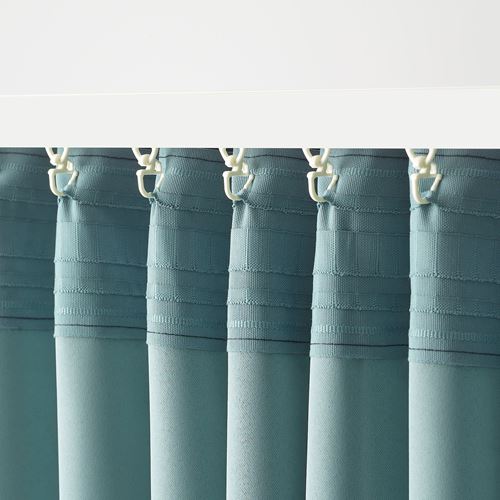 IKEA - SKOGSSVINGEL, karartma perde/2 kanat, koyu mavi-yeşil, 145x300 cm