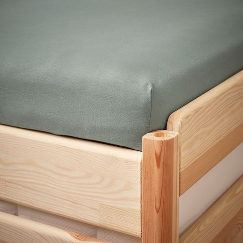 IKEA - VARVIAL, fitted sheet, grey-green, 80x200 cm