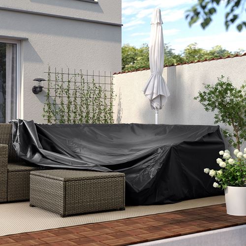 IKEA - TOSTERÖ, storage bag for outdoor furniture, black, 220x220 cm