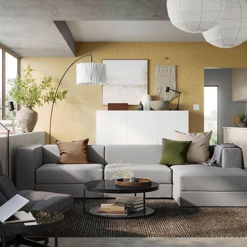 IKEA - JATTEBO, 3-seat sofa and chaise longue, tonerud grey