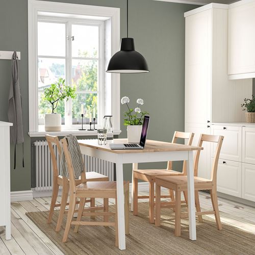 IKEA - PINNTORP, kitchen table set, light brown-white, 4 chairs