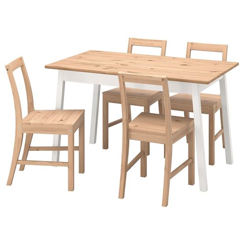 IKEA - PINNTORP, kitchen table set, light brown-white, 4 chairs