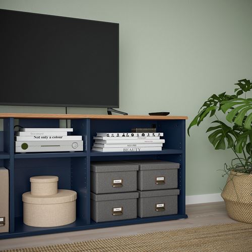 IKEA - SKRUVBY, tv storage unit, blue/black, 226x38x90 cm