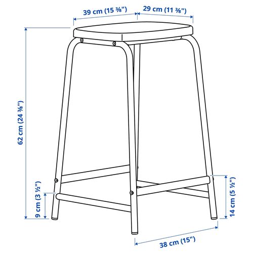 IKEA - GRASALA, bar taburesi, gri, 62 cm