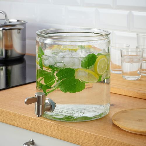 IKEA - IKEA 365+, jar with tap, glass/bamboo, 4 l