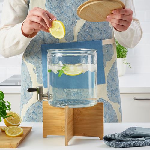 IKEA - IKEA 365+, jar with tap, glass/bamboo, 4 l