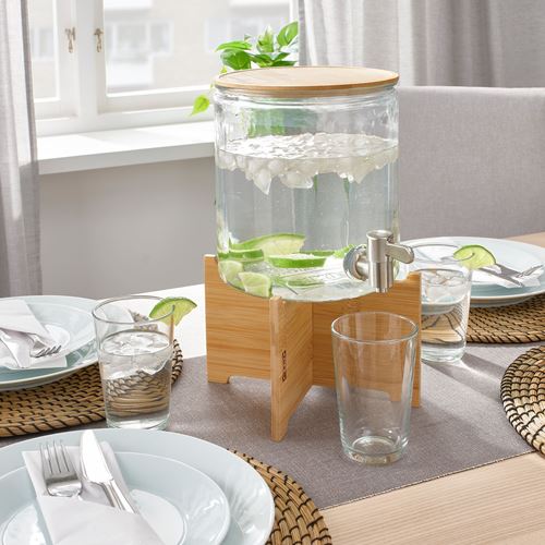 IKEA - IKEA 365+, jar with tap, glass/bamboo, 4 l