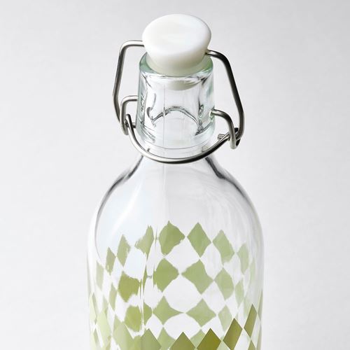 IKEA - KORKEN, bottle, glass-yellow pattern, 0,5 l