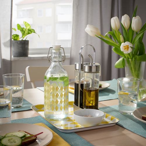 IKEA - KORKEN, bottle, glass-yellow pattern, 0,5 l