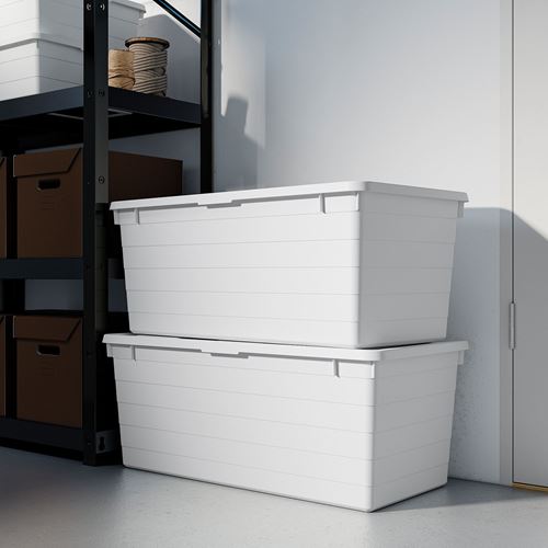 IKEA - SOCKERBIT, box with lid, white, 38x76x30 cm