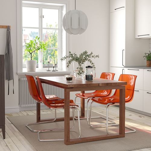 IKEA - MÖRBYLANGA, dining table, oak veneer-brown, 140x85 cm