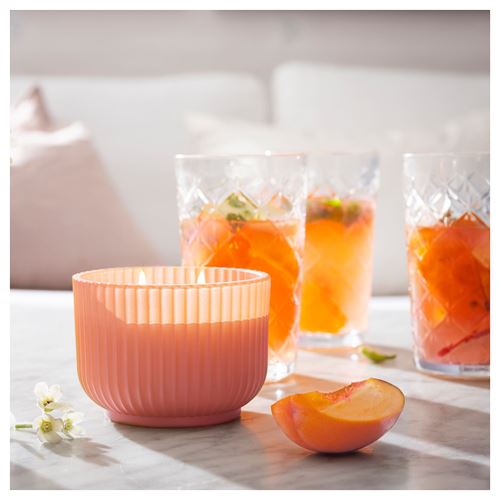 IKEA - SOCKERLÖNN, scented candle in glass, pink