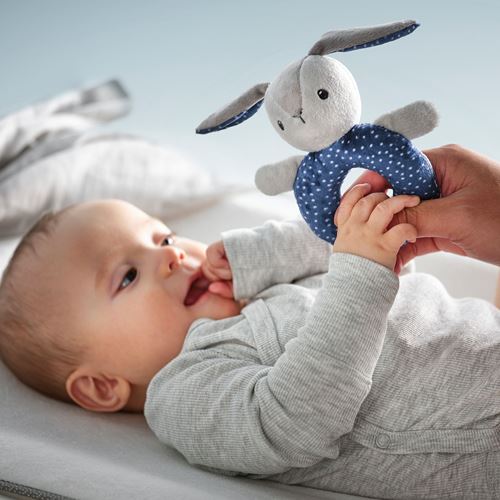 IKEA - GULLIGAST, rattle, grey/blue, 15 cm