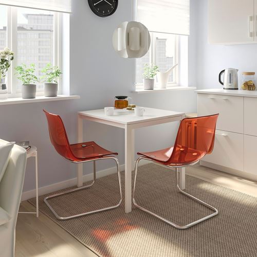 IKEA - MELLTORP/TOBIAS, kitchen table set, white/orange, 2 chairs