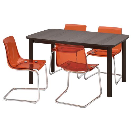 IKEA - STRANDTORP/TOBIAS, dining set, brown-orange, 4 chairs