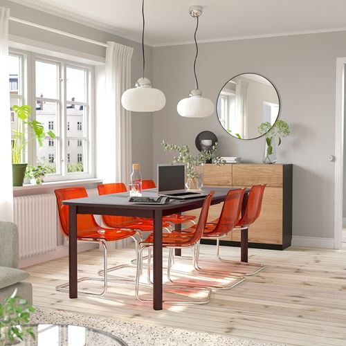 IKEA - STRANDTORP/TOBIAS, dining set, brown-orange, 6 chairs