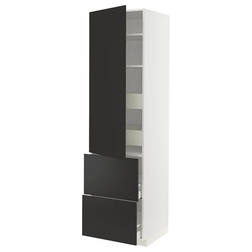 IKEA - METOD/MAXIMERA, kitchen high cabinet, NICKEBO matte anthracite, 60x60x220 cm