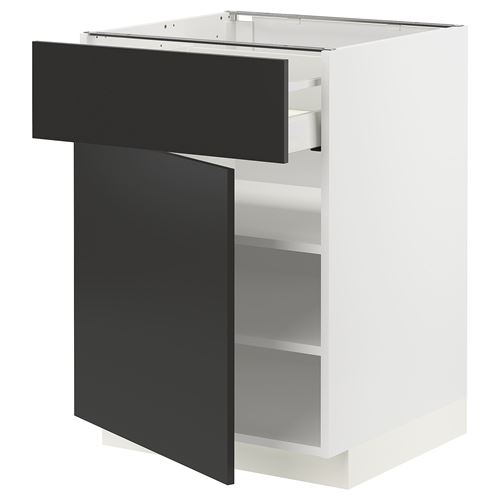 IKEA - METOD/MAXIMERA, base cabinet with drawer and door, NICKEBO matte anthracite, 60x60 cm