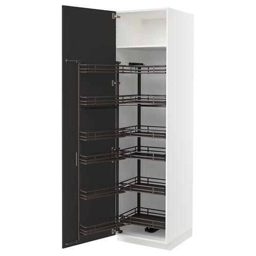 IKEA - METOD, pantry cabinet, NICKEBO matte anthracite, 60x60x220 cm