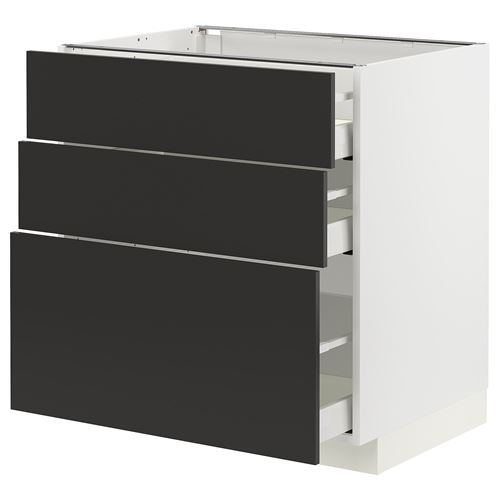 IKEA - METOD/MAXIMERA, base cabinet with drawers, NICKEBO matte anthracite, 80x60 cm