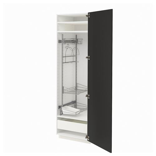 IKEA - METOD/MAXIMERA, cleaning cabinet, NICKEBO matte anthracite, 60x60x200 cm