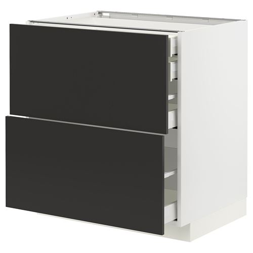 IKEA - METOD/MAXIMERA, base cabinet with drawers, NICKEBO matte anthracite, 80x60 cm