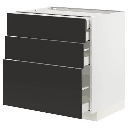 IKEA - METOD/MAXIMERA, base cabinet with drawers, NICKEBO matte anthracite, 80x60 cm