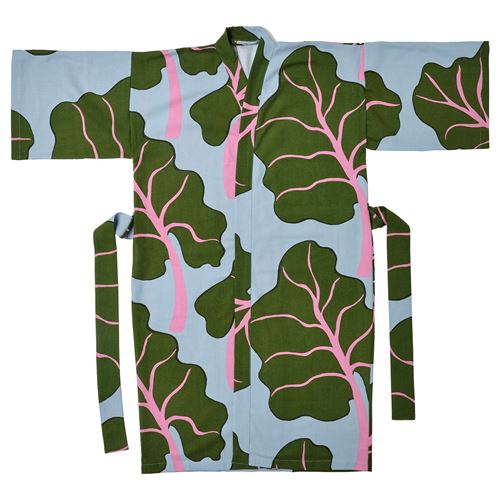 IKEA - BASTUA, kimono, leaf pattern blue-green, S/M