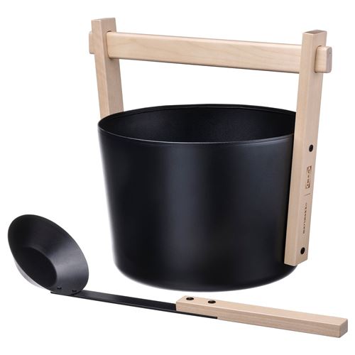 IKEA - BASTUA, kepçeli sauna kovası, siyah, 9 lt